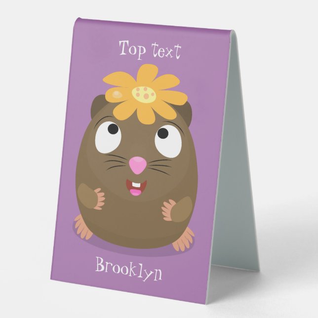 Cute guinea pig happy cartoon illustration table tent (Front)