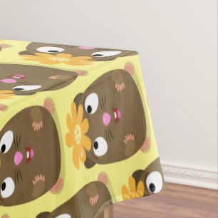 Cute guinea pig happy cartoon illustration tablecloth