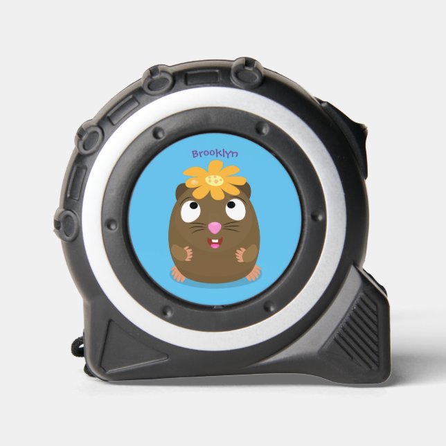 Cute guinea pig happy cartoon illustration tape measure (Front)