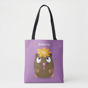 Cute guinea pig happy cartoon illustration tote bag