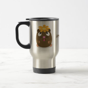 Cute guinea pig happy cartoon illustration travel mug