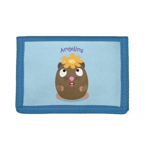 Cute guinea pig happy cartoon illustration trifold wallet