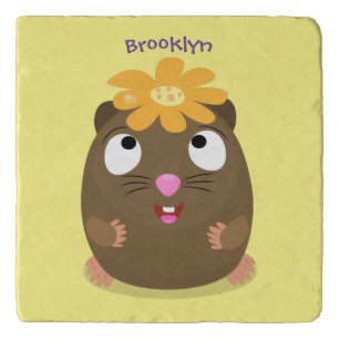 Cute guinea pig happy cartoon illustration trivet