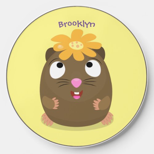 Cute guinea pig happy cartoon illustration wireless charger 