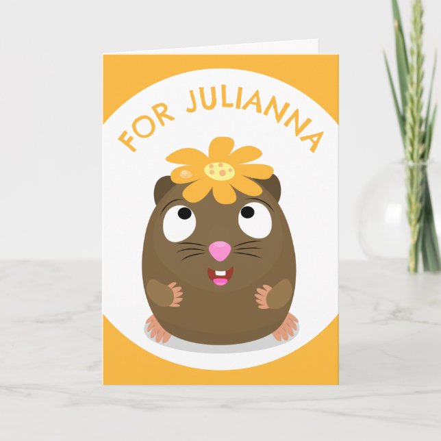 Cute guinea pig happy personalize cartoon birthday card (Front)