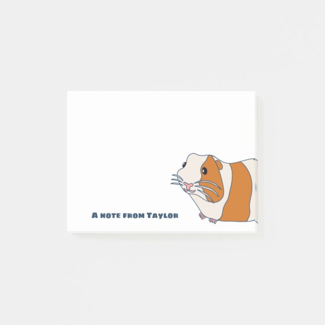 Cute Guinea Pig Illustration Personalized Post-it Notes (Front)