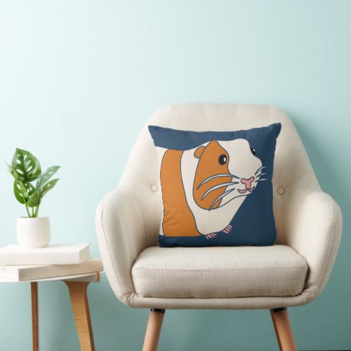 Cute Guinea Pig Illustration Throw Pillow