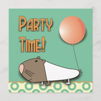 Cute Guinea Pig Kids Birthday Party Invitation by goodmoments at Zazzle