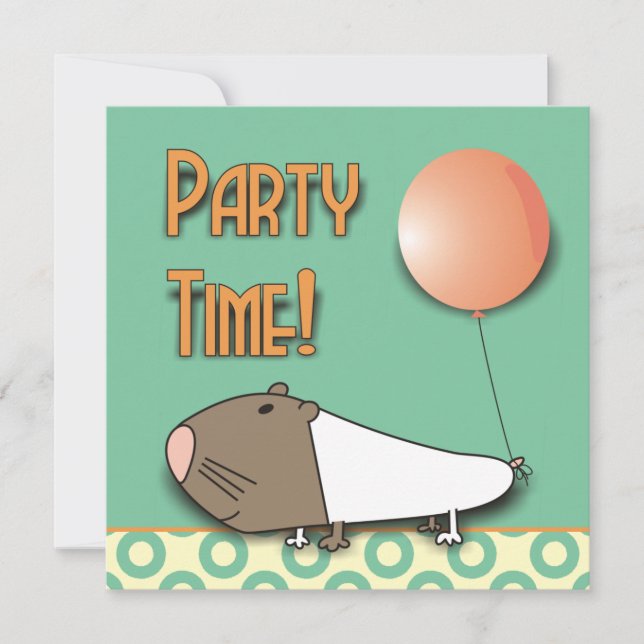 Cute Guinea Pig Kids Birthday Party Invitation (Front)