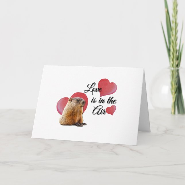 Cute Guinea Pig Love  Hearts Valentine's Day Card (Front)