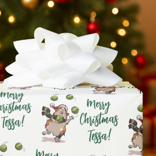 Cute Guinea Pig Merry Christmas! Add The Name Art Wrapping Paper