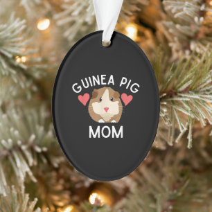 Cute Guinea Pig Mom Lover Gift Red Hearts Funny Ornament