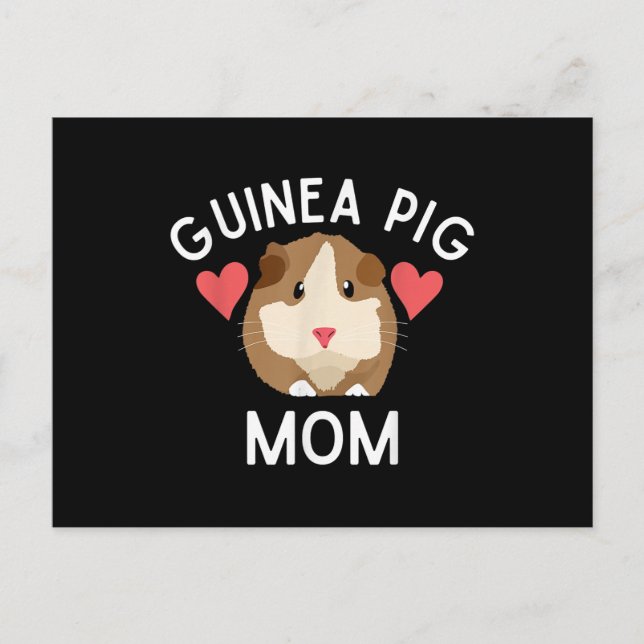 Cute Guinea Pig Mom Lover Gift Red Hearts Funny Postcard (Front)