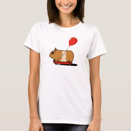 Cute Guinea Pig on Riding a Cart with Balloon T_Shirt