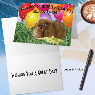 Cute Guinea Pig Party Balloons Child's Custom Card