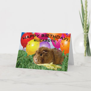 Cute Guinea Pig Party Balloons Child's Custom Card