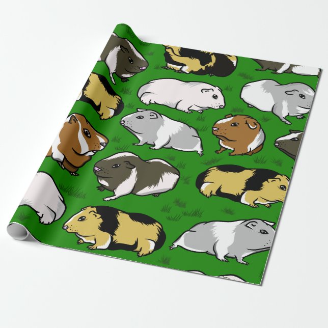 Cute guinea pig pattern wrapping paper (Unrolled)