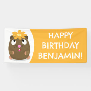 Cute guinea pig personalized cartoon birthday banner