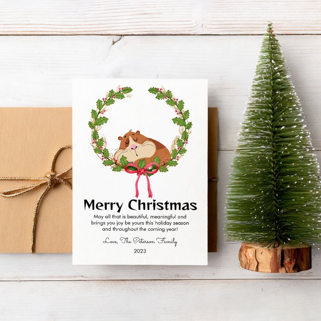 Cute Guinea Pig Pet Lover Christmas Flat Holiday Card (Creator Uploaded)