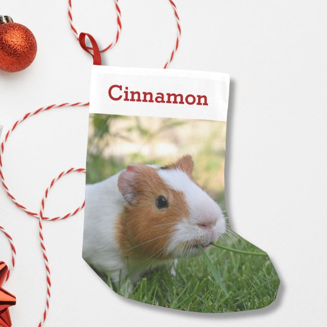 Cute Guinea Pig Pet Photo and Name Personalized Small Christmas Stocking (Creator Uploaded)