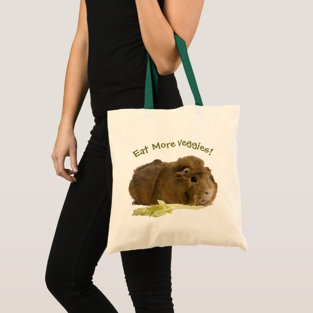 Cute Guinea Pig Photograph | Eat More Veggies! Tote Bag (Front (Product))