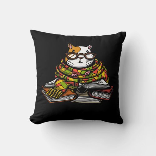 Cute Guinea Pig Read Book  Cute Pet Lover Throw Pillow