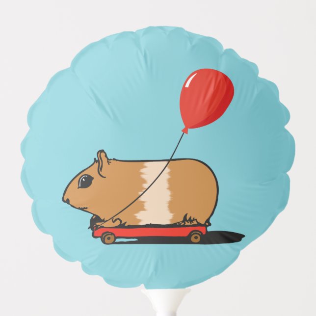 Cute Guinea Pig Riding a Cart Balloon (Front)