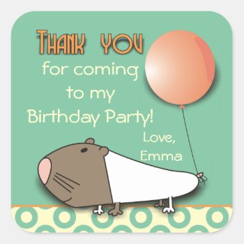 Cute Guinea Pig Thank You Party Stickers by goodmoments at Zazzle