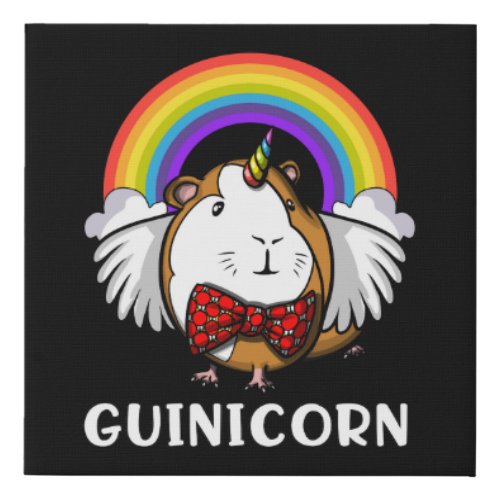 Cute Guinea Pig Unicorn Cavy Pet Rainbow Faux Canvas Print