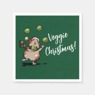 Cute Guinea Pig Veggie Christmas! Sprout Juggler Napkins