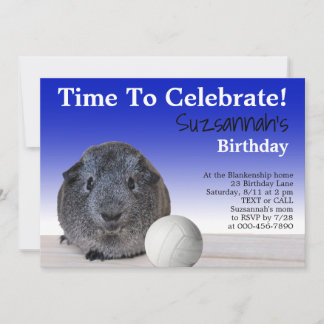 Cute Guinea Pig Volleyball Custom Birthday Party   Invitation