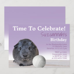 Cute Guinea Pig Volleyball Custom Birthday Party Invitation | Zazzle
