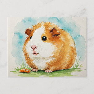 Cute Guinea pig with carrot Postcard