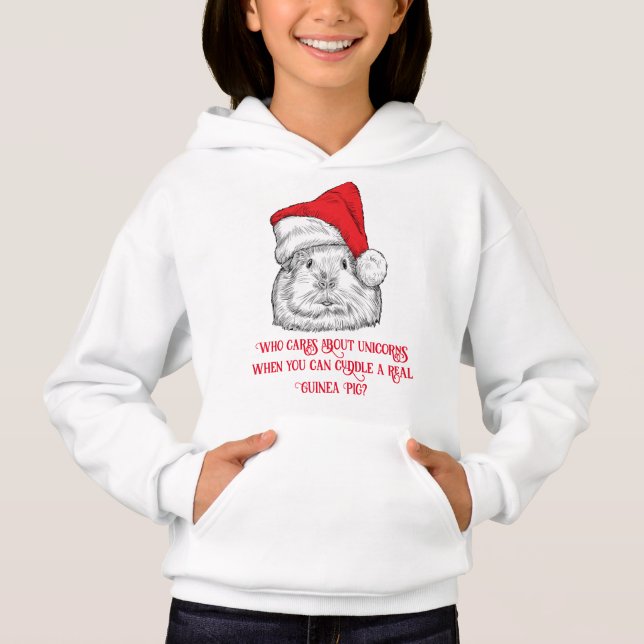 Cute Guinea Pig with Christmas hat Hoodie (Front)