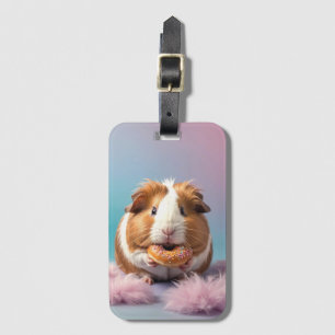 Cute Guinea Pig With Donut Pastel Gradient Luggage Tag