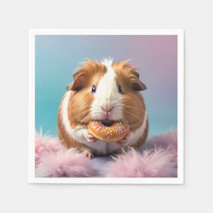 Cute Guinea Pig With Donut Pastel Gradient  Napkins