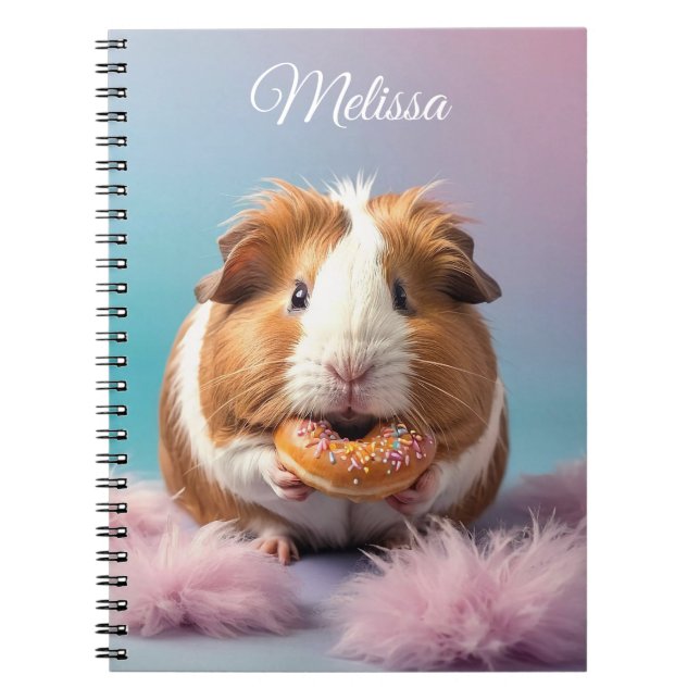 Cute Guinea Pig With Donut Pastel Gradient  Notebook (Front)