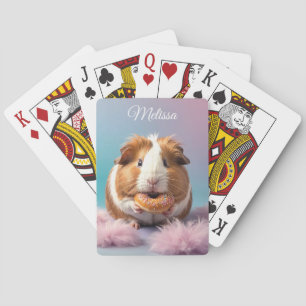 Cute Guinea Pig With Donut Pastel Gradient Poker Cards