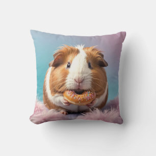 Cute Guinea Pig With Donut Pastel Gradient Throw Pillow