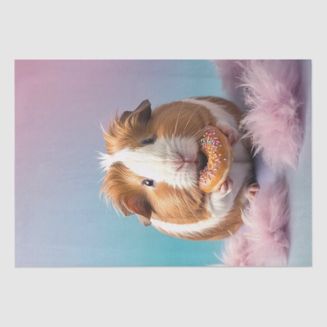 Cute Guinea Pig With Donut Pastel Gradient  Tissue Paper (Front)