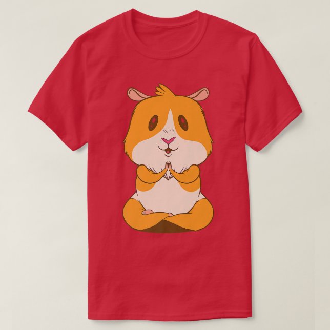 Cute Guinea Pig Yoga Cartoon Pet Hamster Rodent  T-Shirt (Design Front)