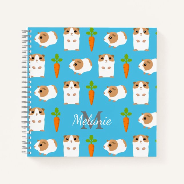Cute Guinea Pigs and Carrots Personalised Notebook (Front)