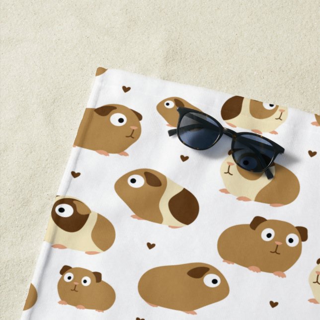 Cute Guinea Pigs Beach Towel (In Situ)