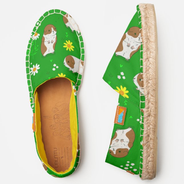 cute Guinea pigs daisy floral Espadrilles (Side)