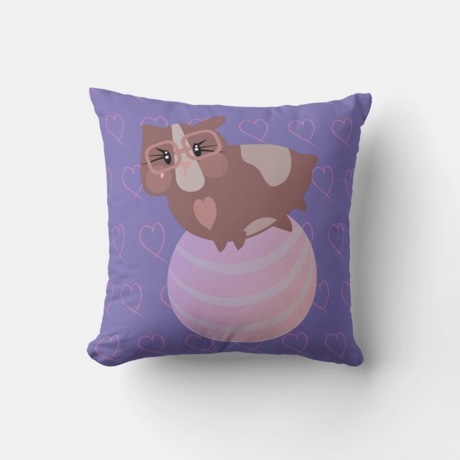 Cute Guinea Pigs Exercising Throw Pillow (Front)