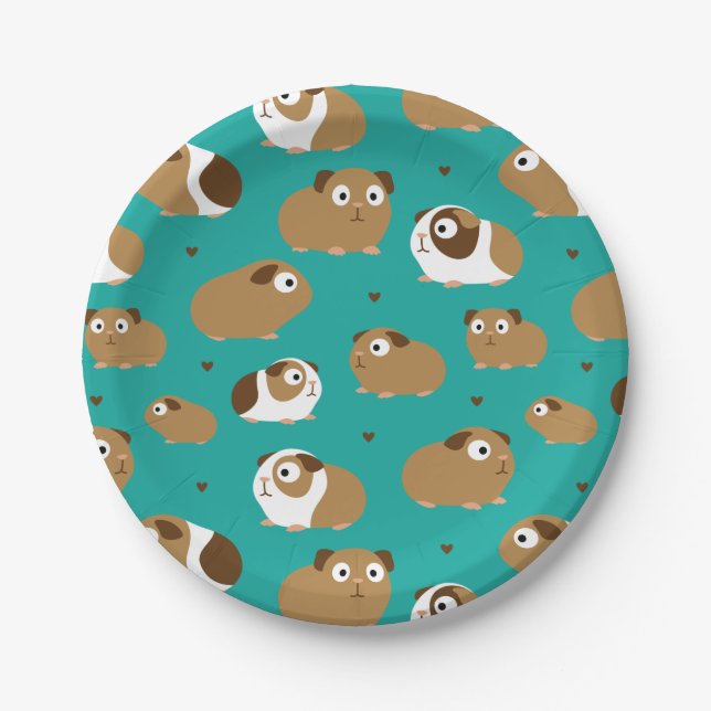 Cute Guinea Pigs Paper Plate (Front)