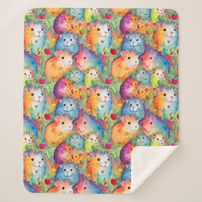 Cute guinea pigs pattern sherpa blanket (Front)