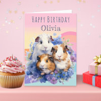 Cute Guinea Pigs Pretty Personalized Birthday