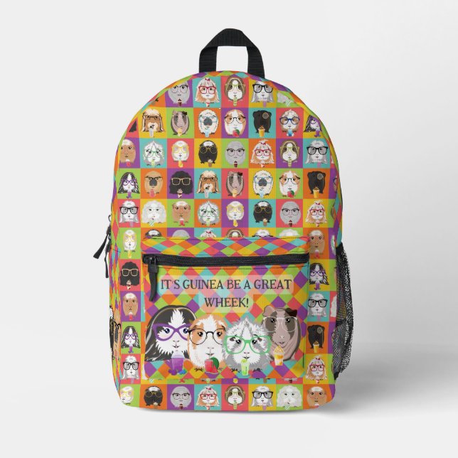 Cute Guinea Pigs Printed Backpack (Front)