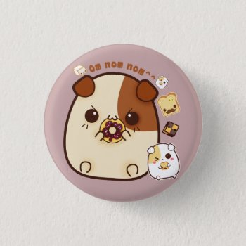 Cute Guinea Pigs With Kawaii Food Pinback Button by Chibibunny at Zazzle